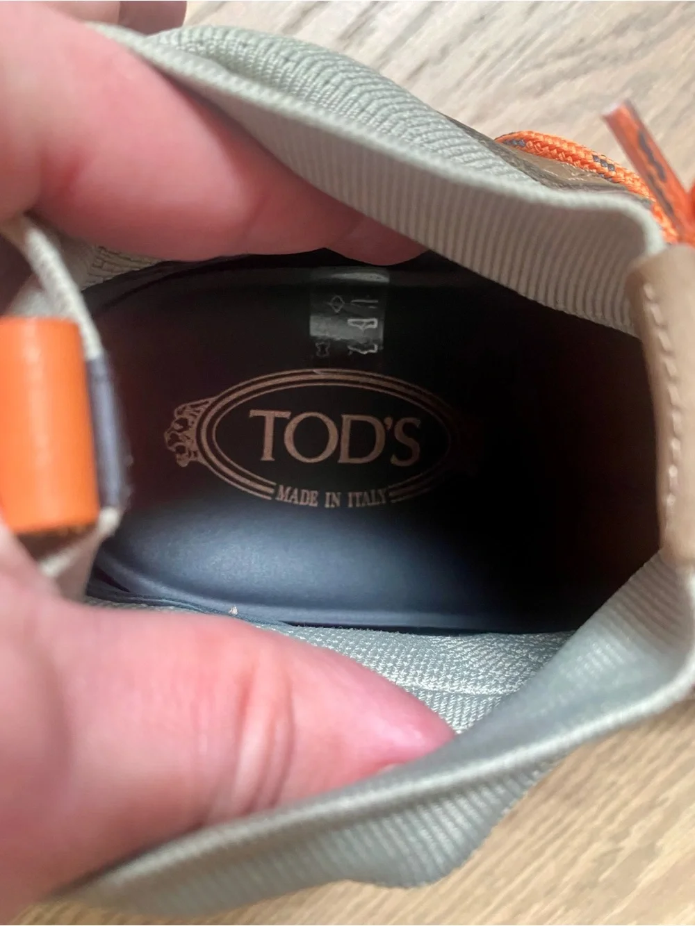 Tod's Brown and Olive Suede High-Top Trail Boot with Orange Laces